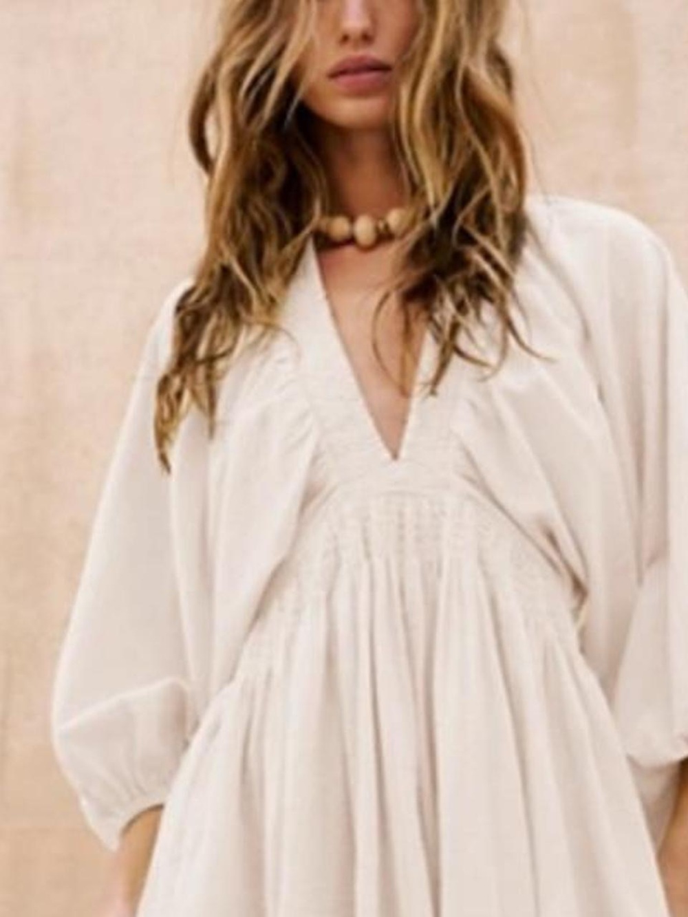 Free People Cream V-Neck Boho Tunic